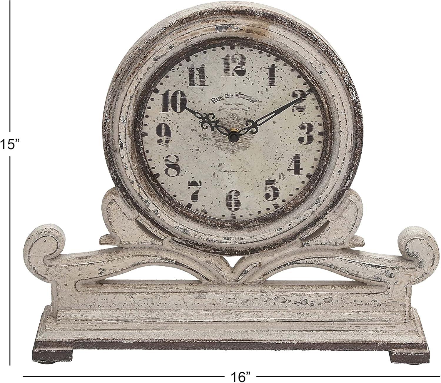 DecMode 15" White Wood Scroll Clock