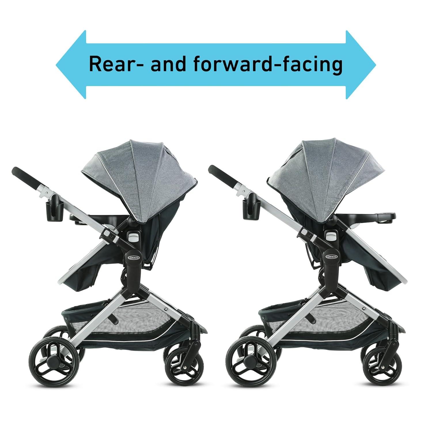 Gray and Black Aluminum 3-in-1 Bassinet Stroller Travel System