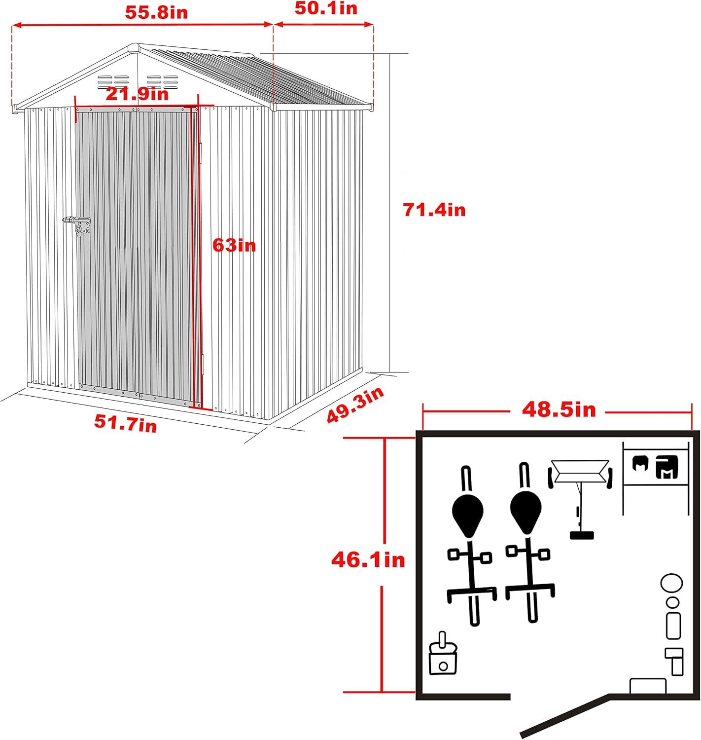 VEIKOUS 10' x 12' Outdoor Storage Shed with Lockable Doors for Garden, Gray