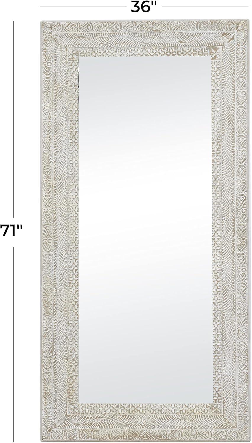 Elegant Traditional 71'' Full-Length Brown Wood Framed Mirror