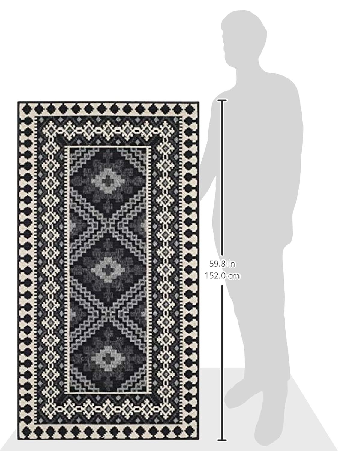 Veranda VER099 Power Loomed Indoor/Outdoor Accent Rug - Black/Creme - 2'7"x5' - Safavieh