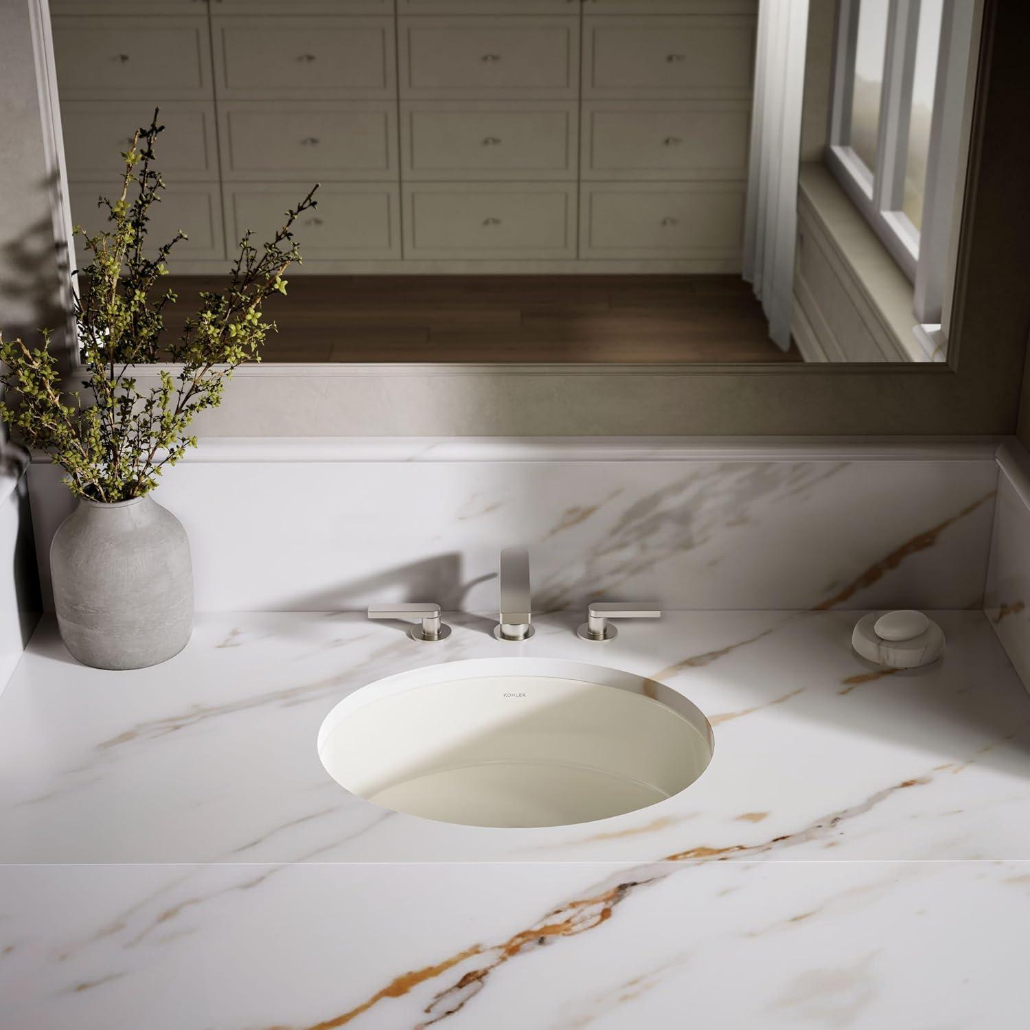 Verticyl Ceramic Oval Undermount Bathroom Sink with Overflow