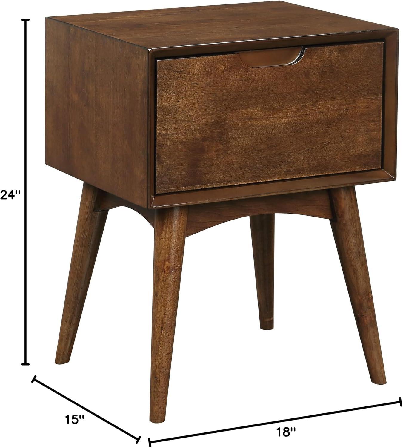 Copenhagen Wood Accent Table with Drawer in Walnut Finish