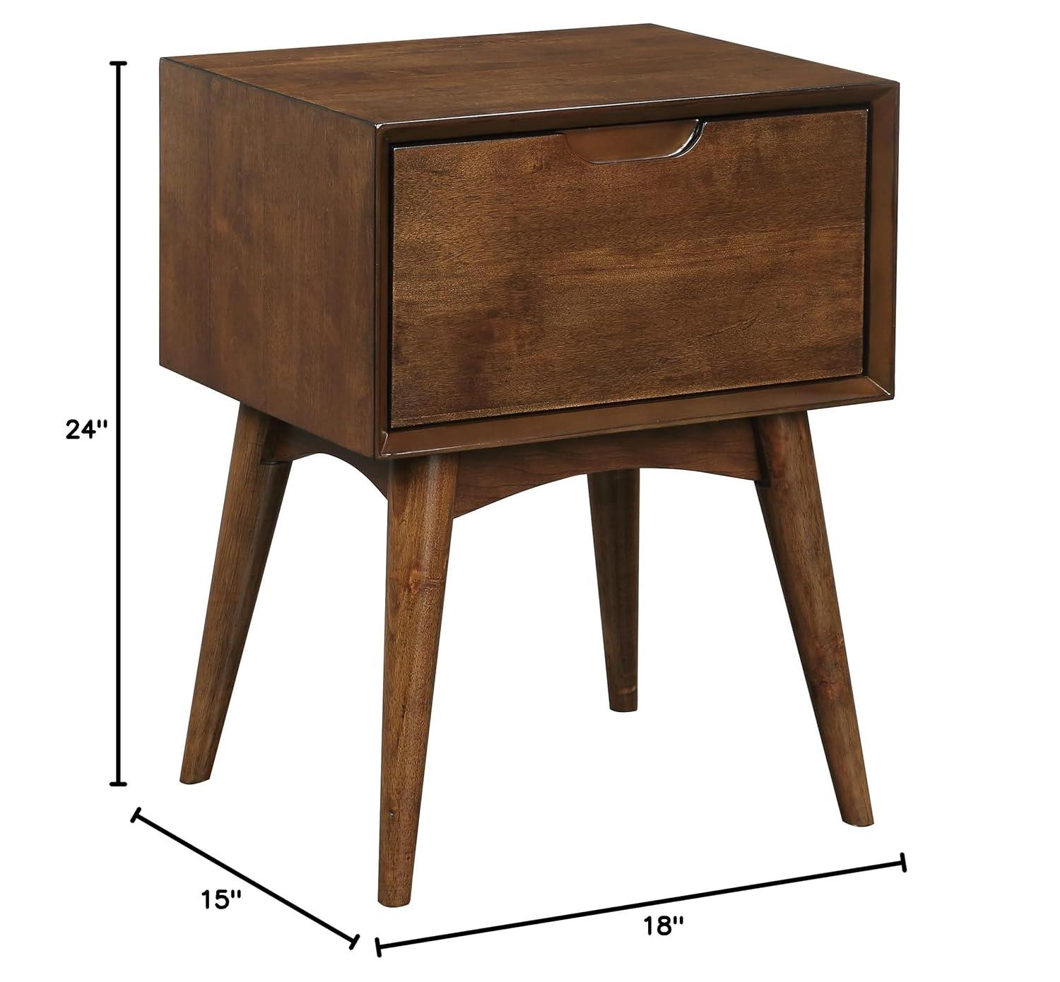 Copenhagen Wood Accent Table with Drawer in Walnut Finish