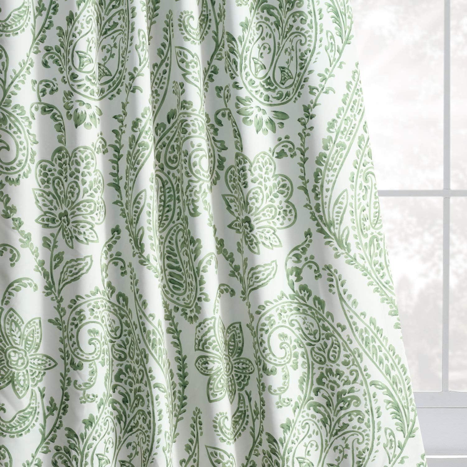 Exclusive Fabrics  Tea Time Room Darkening Curtain (2 Panels) Tea Time Green 50 x 120 120 Inches