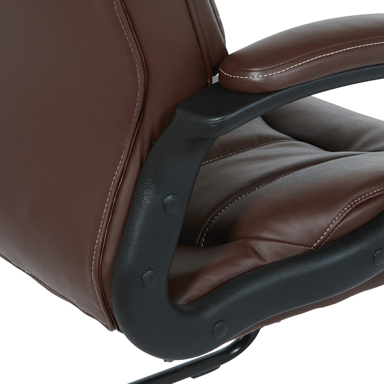 Executive Chocolate Faux Leather Visitor Chair with Contrast Stitching