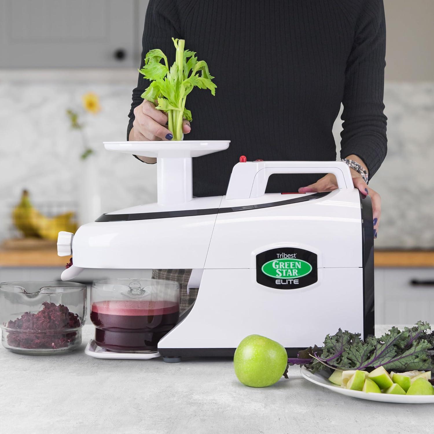 Tribest Greenstar Elite Jumbo Twin Gear Slow Masticating Juicer – White