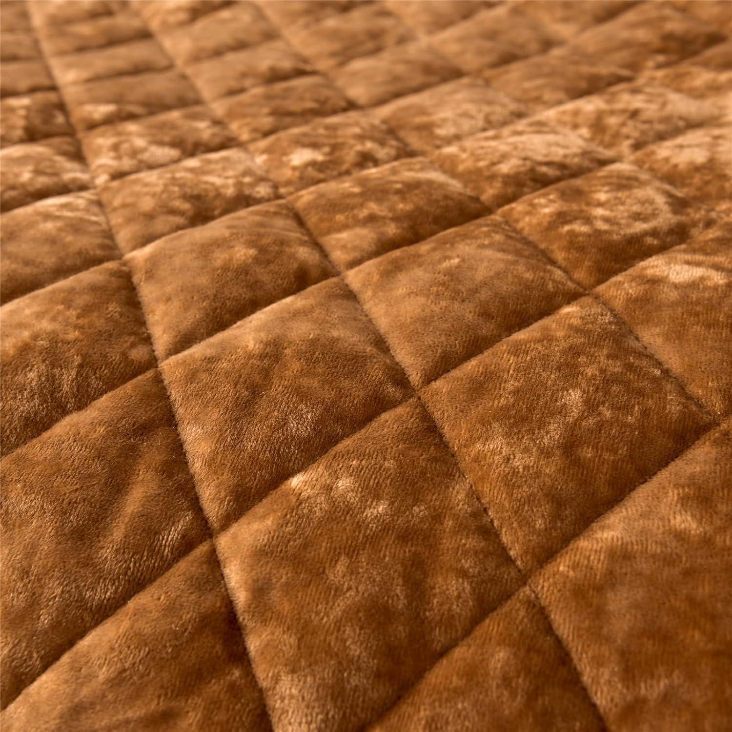 Chezmoi Collection Diamond Stitch Reversible Plush Distressed Velvet Quilt Set