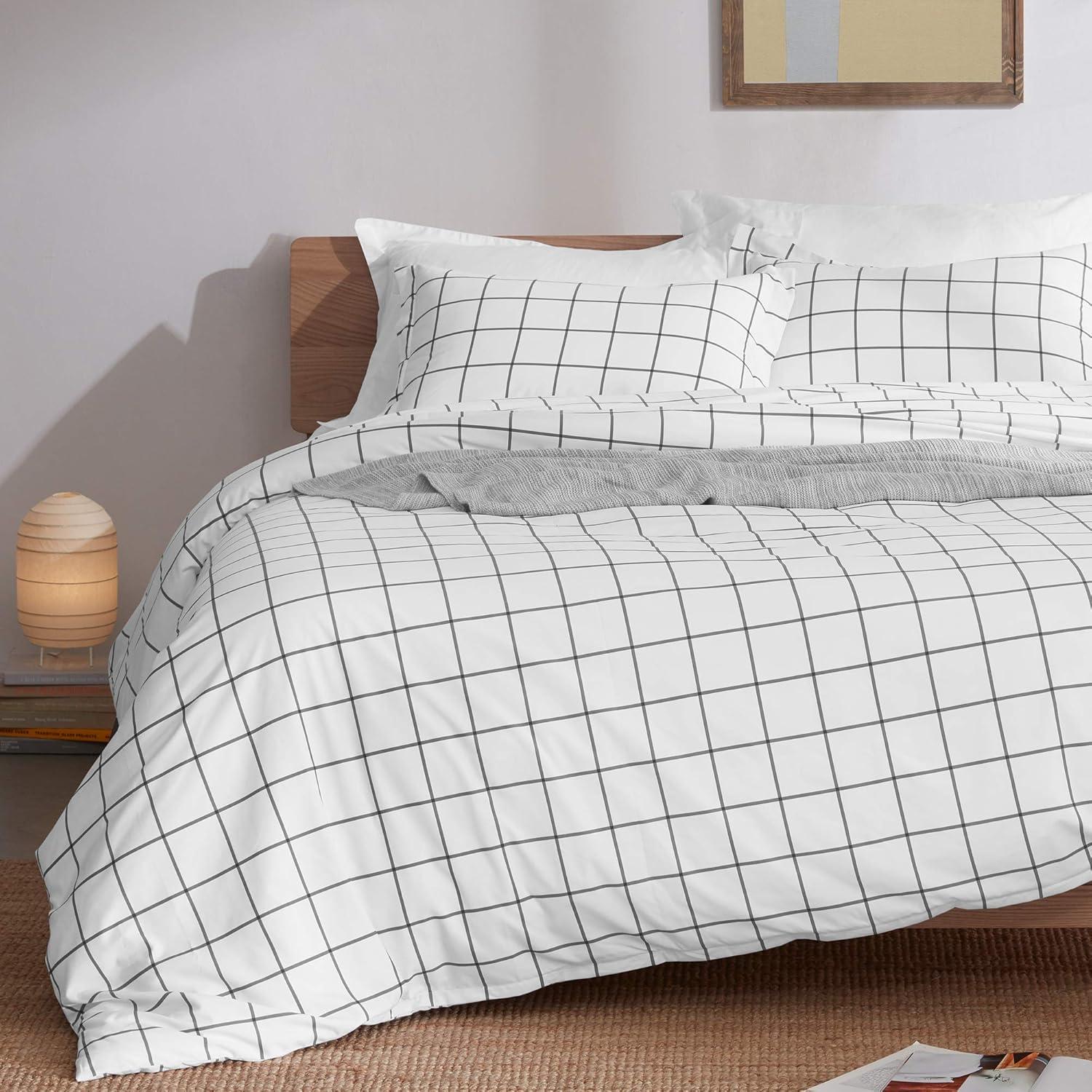 Sleep Zone Twill Plaid Duvet Cover Set