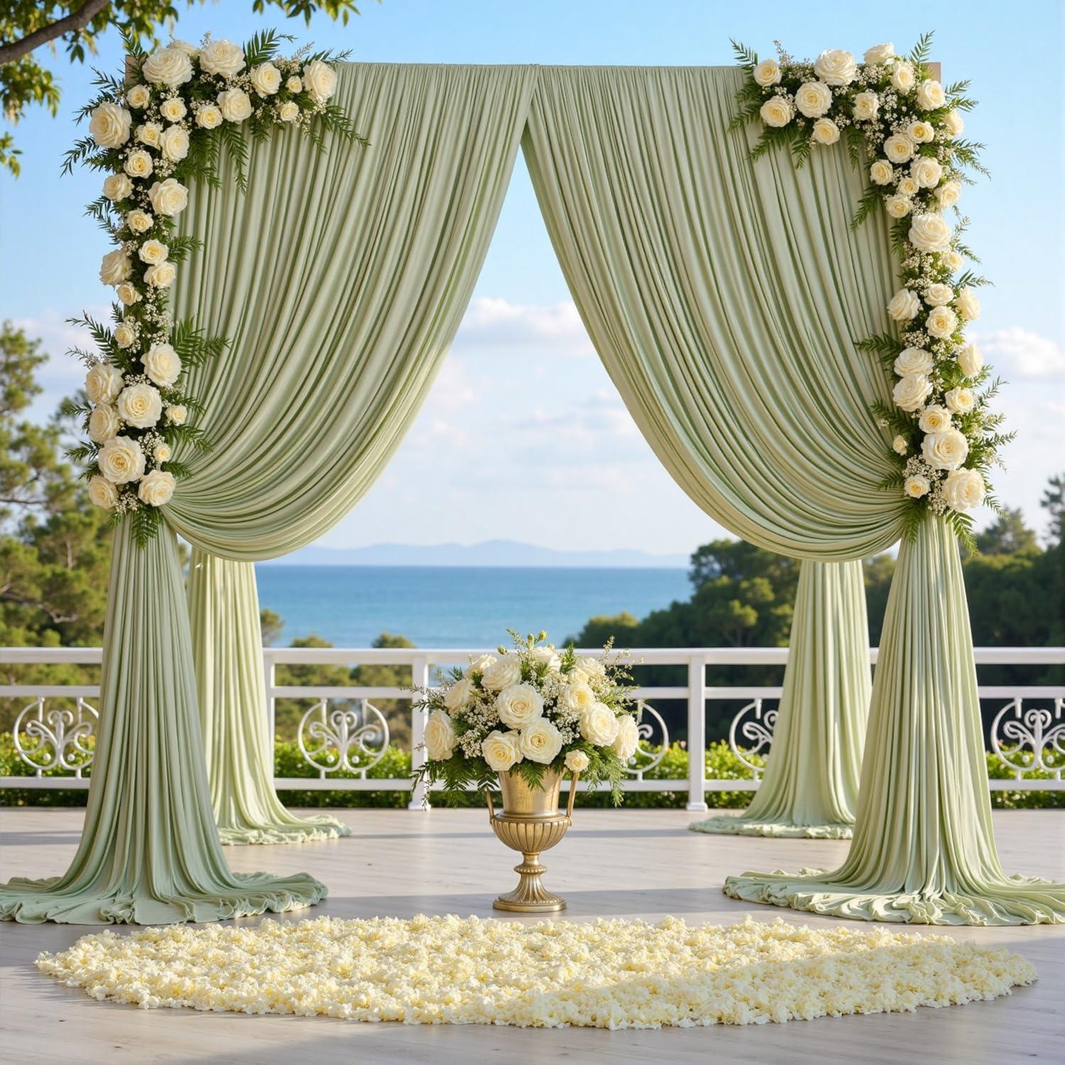 10x8ft Wrinkle Free Sage Green Backdrop Curtains for Parties, Polyester Photo Backdrop Drapes for Wedding Birthday Party Photography Background Curtains Decoration