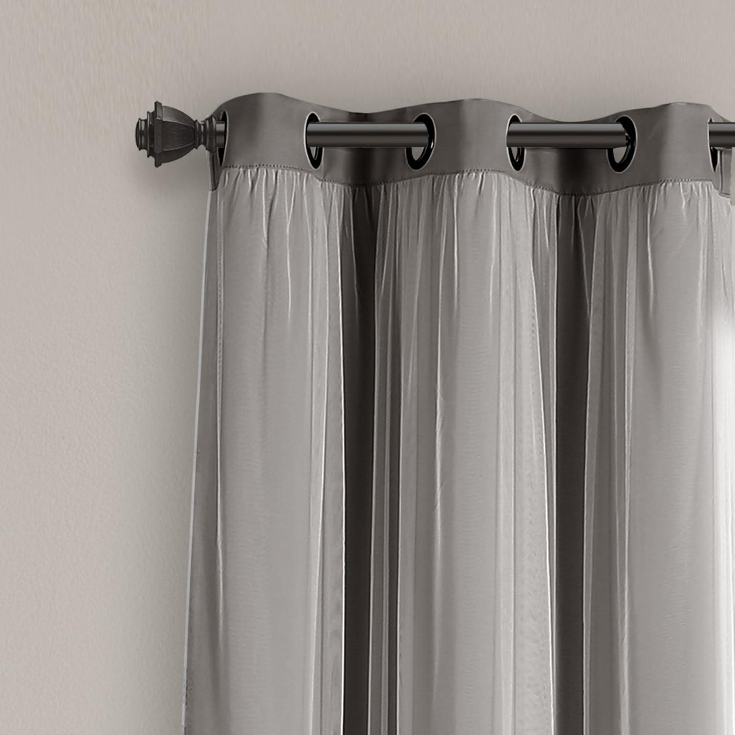 Light Gray Grommet Blackout and Sheer Curtain Panels, 38"W x 45"L