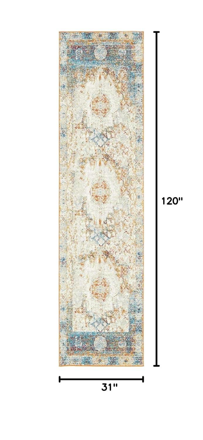 Unique Loom Rosso Collection Area Rug - Bellini (2' 7" x 10' Runner Beige/Blue)