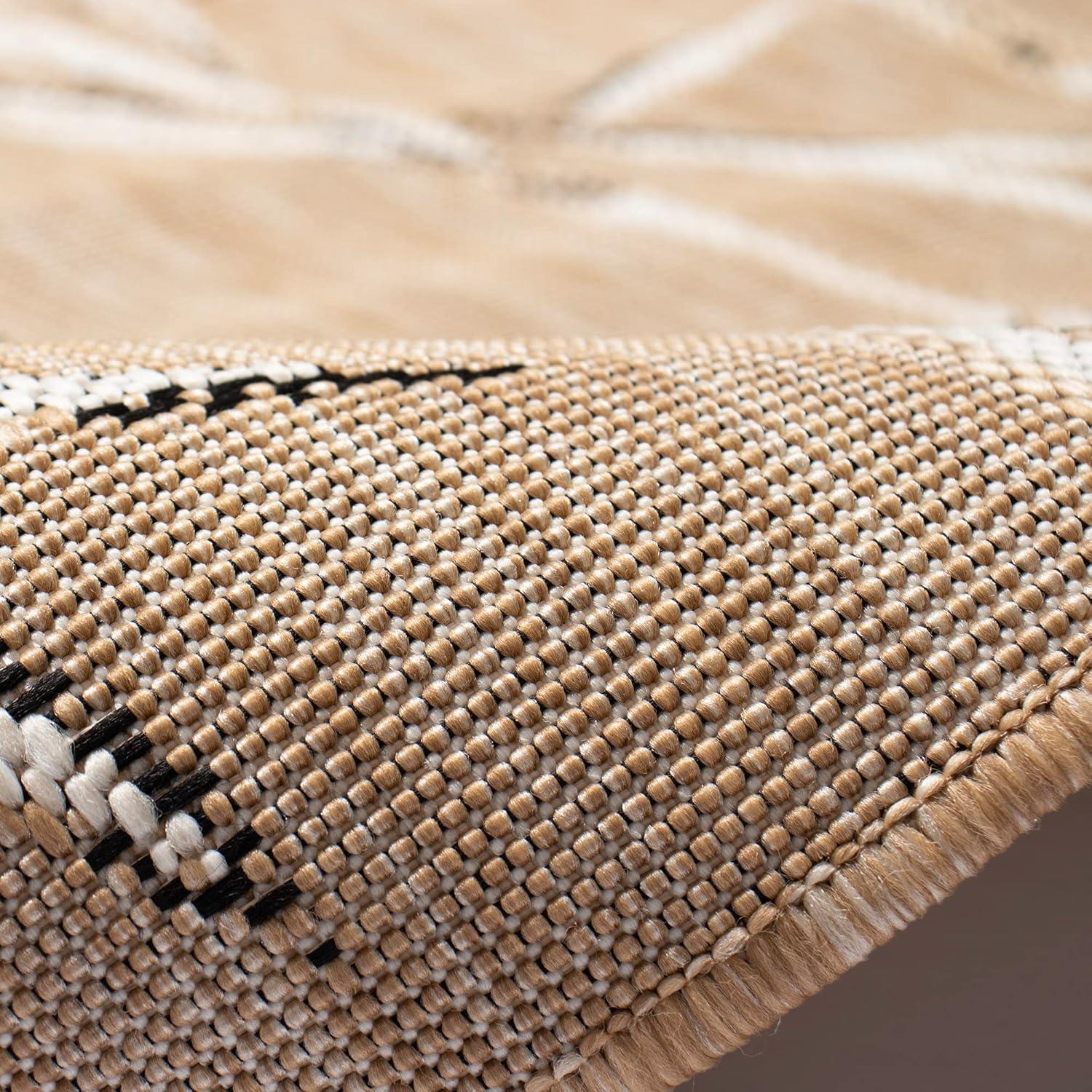 Liora Manne Carmel Bamboo Border Indoor/Outdoor Rug Sand 6'6" x 9'4"