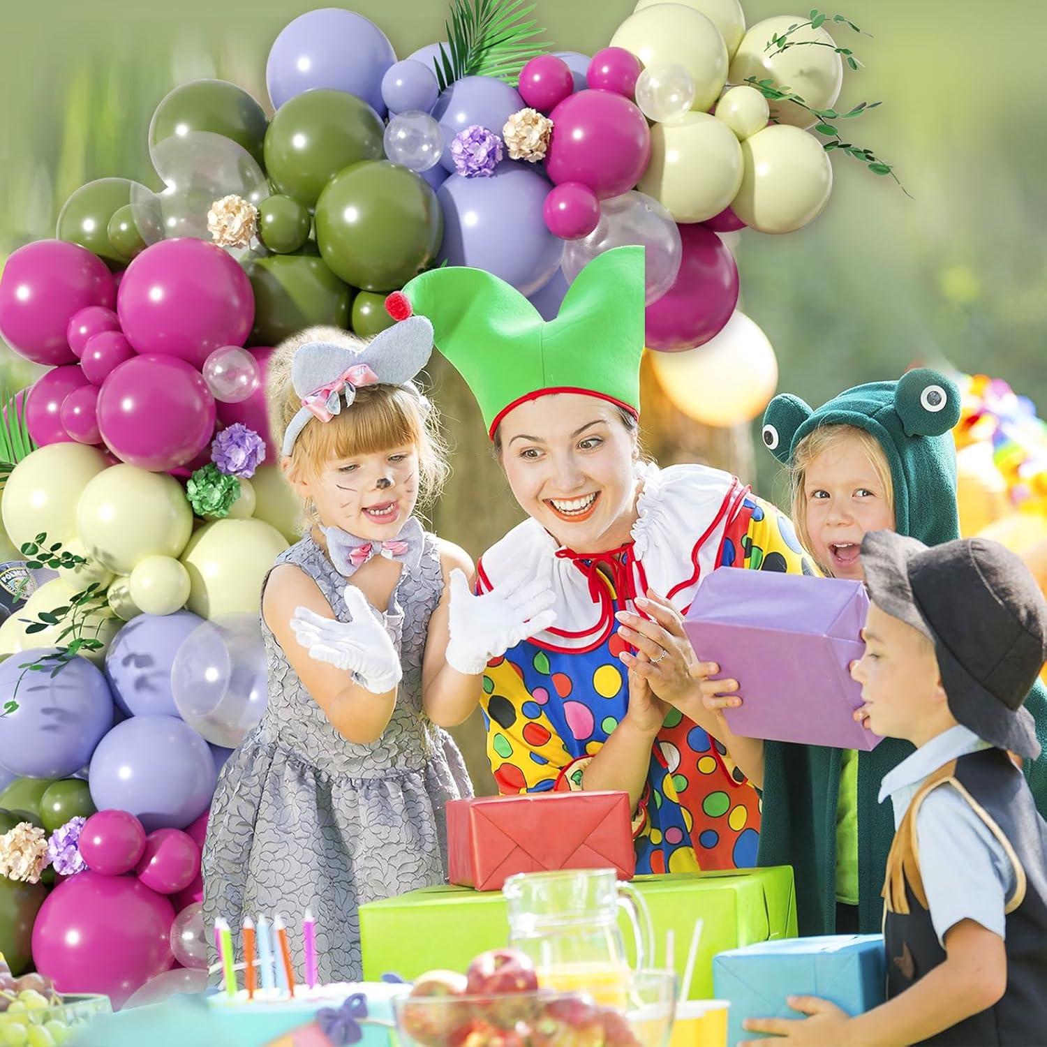 Paready Green Pink Balloons Garland Arch Kit, 125Pcs Retro Peach Pink Green Balloons Arch, Macaron Purple Yellow Balloon for Flower Theme Wedding Bridal Shower Birthday Baby Shower Party Decoration