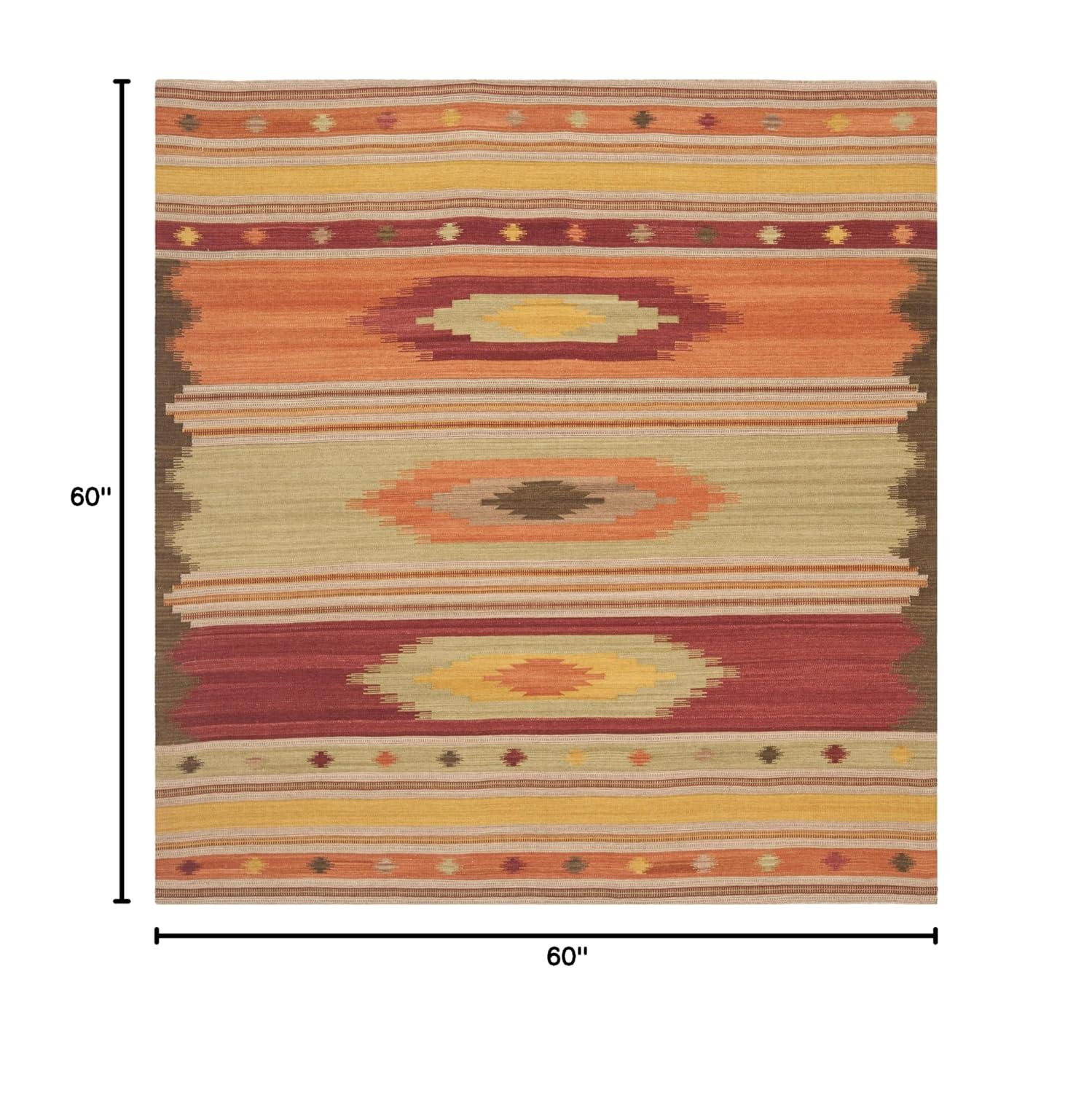 Kilim NVK176 Hand Woven Indoor Area Rug - Brown/Multi - 5'x5' - Safavieh