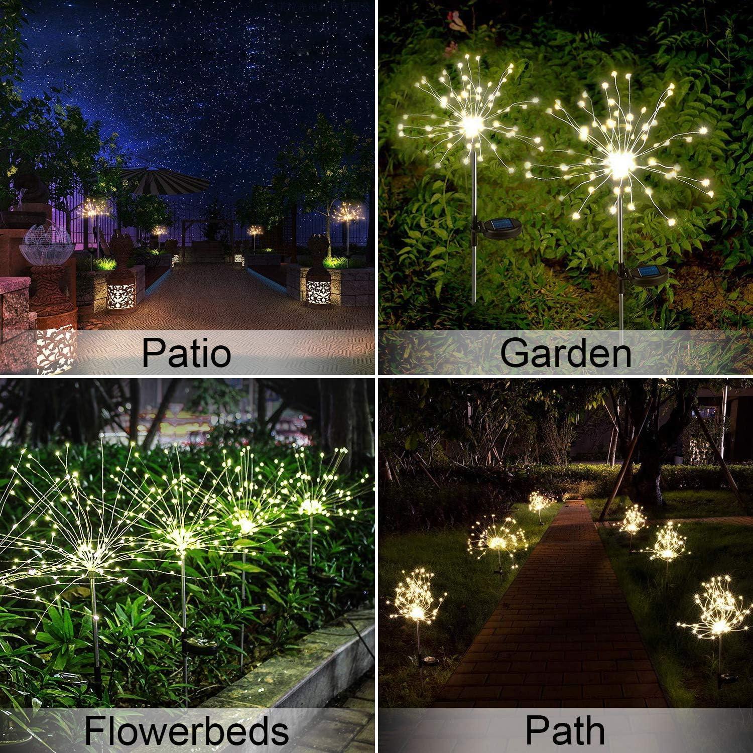 Warm White Solar Powered Firework LED Garden Lights