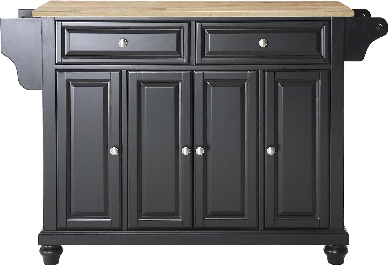 Crosley Furniture Cambridge Natural Wood Top Kitchen Island in Black