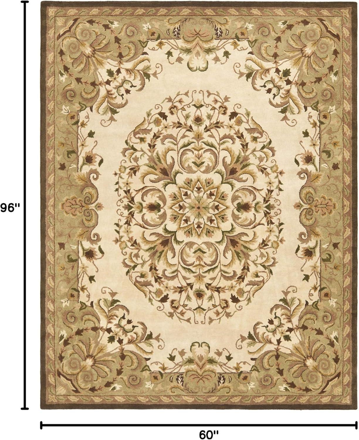 SAFAVIEH Heritage Cleves Traditional Wool Area Rug, Beige/Green, 5' x 8'