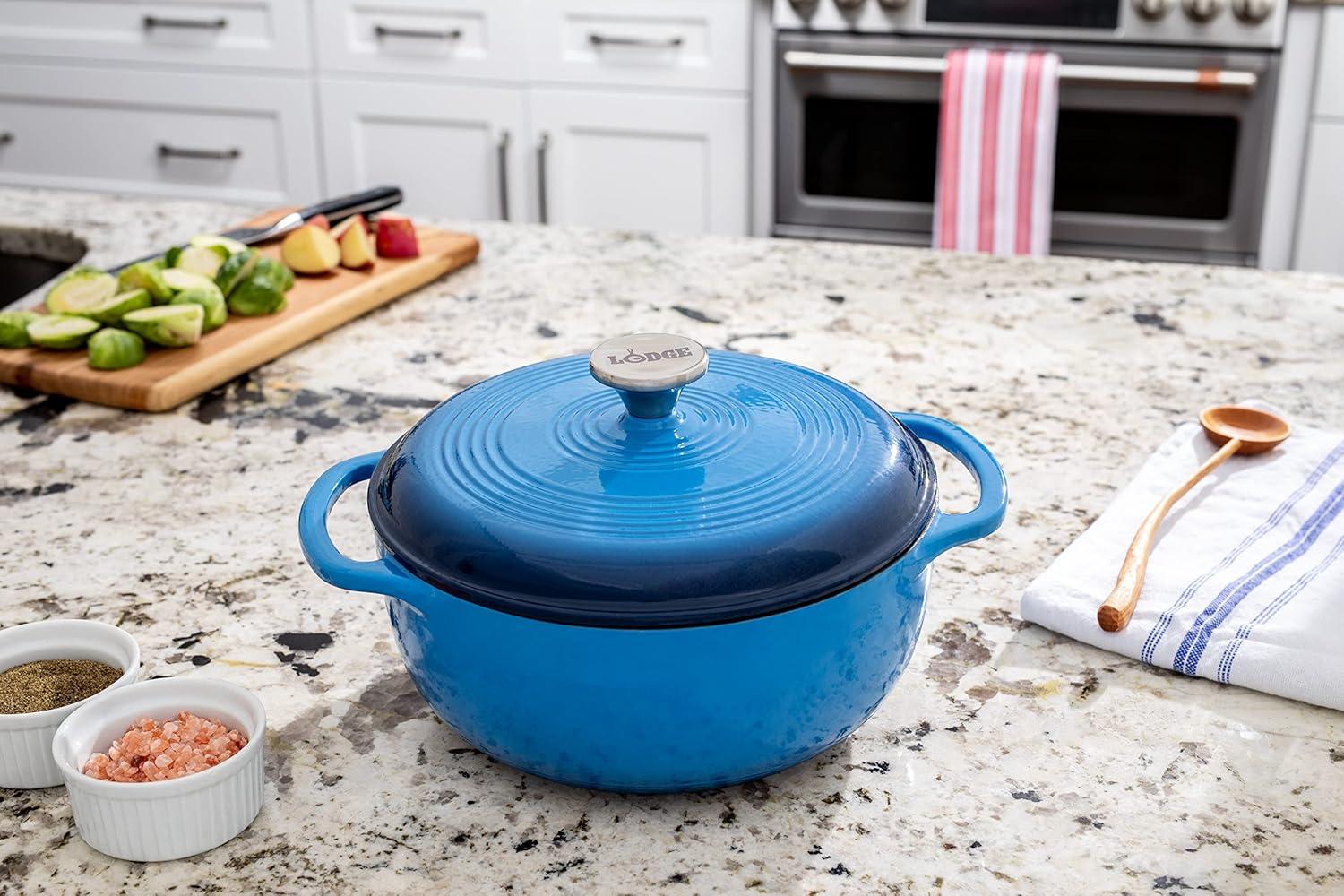 Blue Enameled Cast Iron 4.5 Quart Dutch Oven