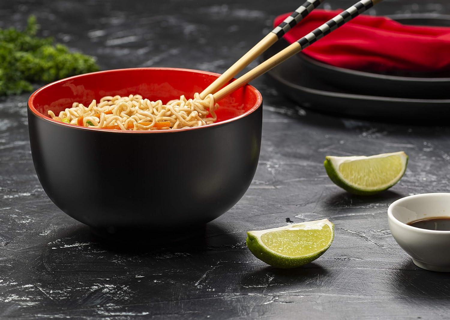 Kook Ceramic Ramen Noodle Bowls, 34 oz, Set of 4