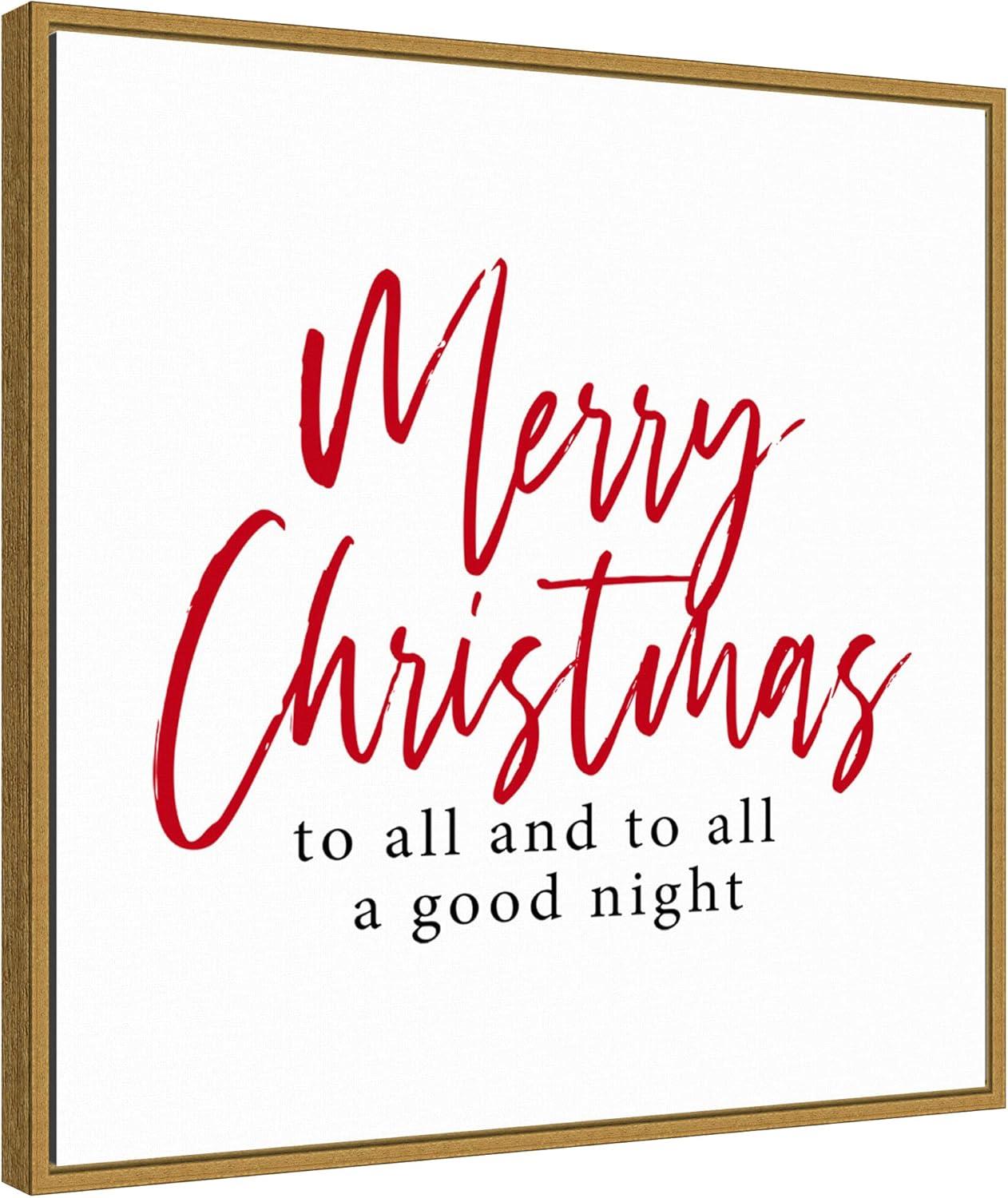 Merry Christmas Red Script Framed Canvas Print