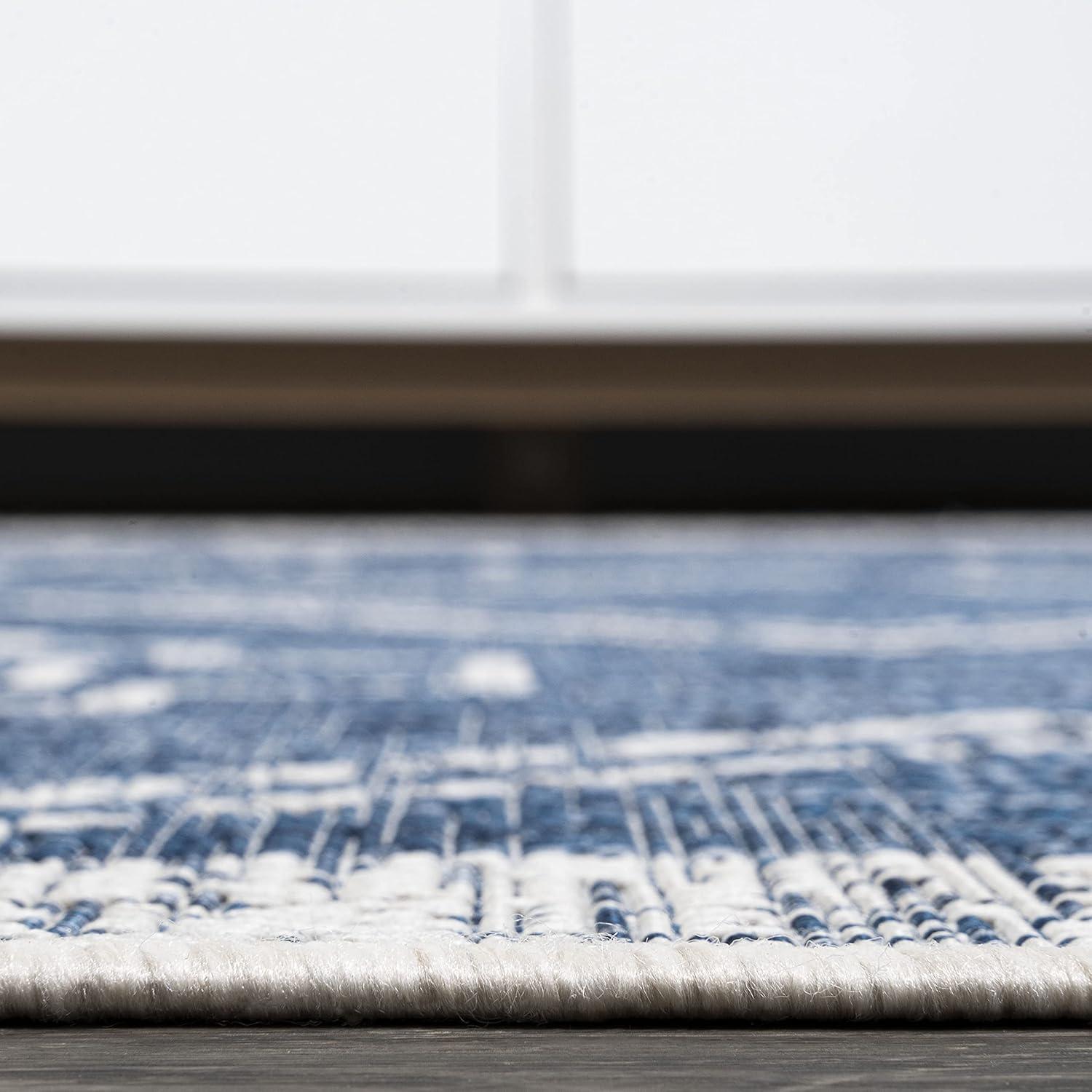 3'x5' Marokko Diamond  Medallion Indoor/Outdoor Area Rug, Blue/Ivory - JONATHAN Y