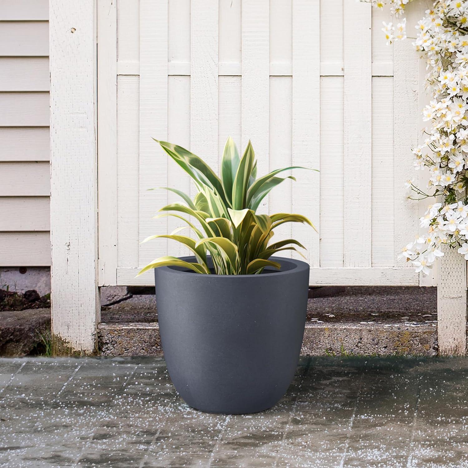 Rosemead Home & Garden Concrete Outdoor Planter Pot Black 16.93"x16.93"x15.16"