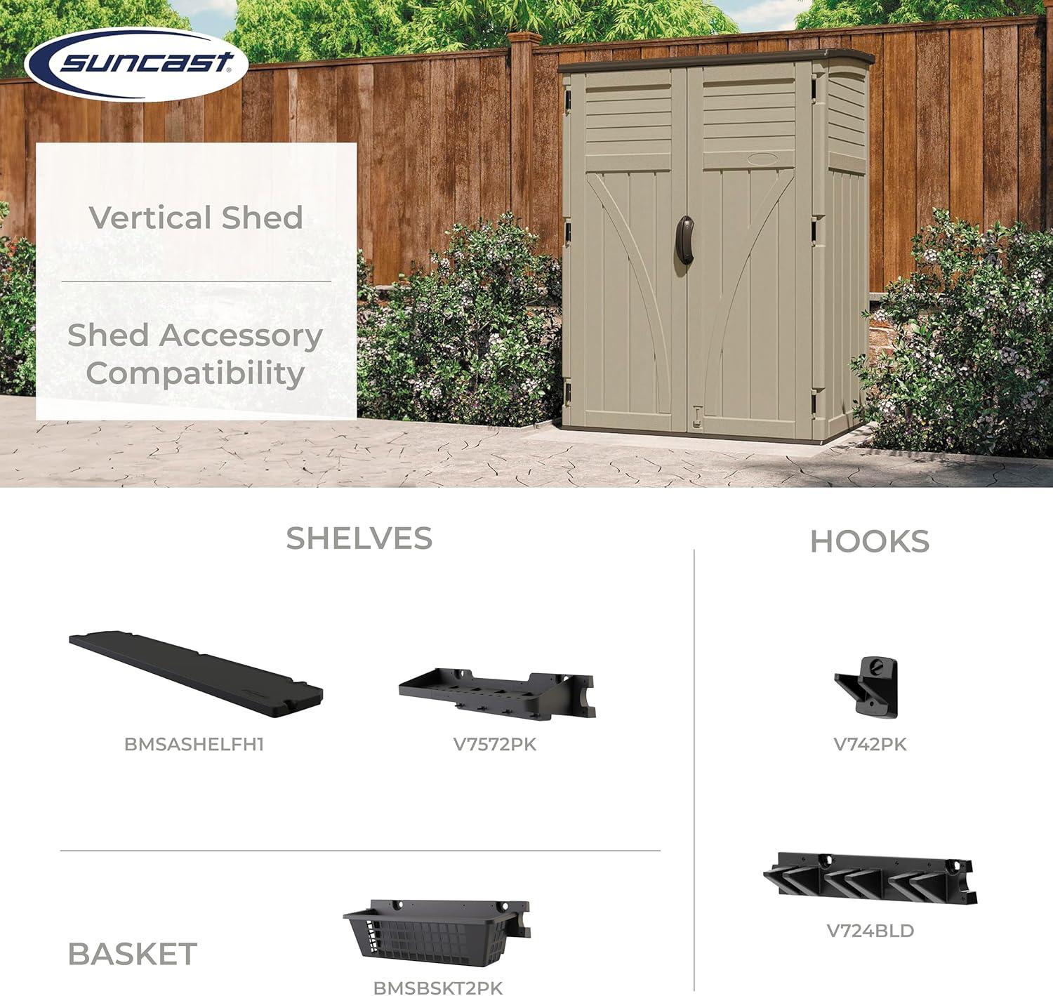Suncast 53 in. W x 32.5 in. D Resin Vertical Tool Shed