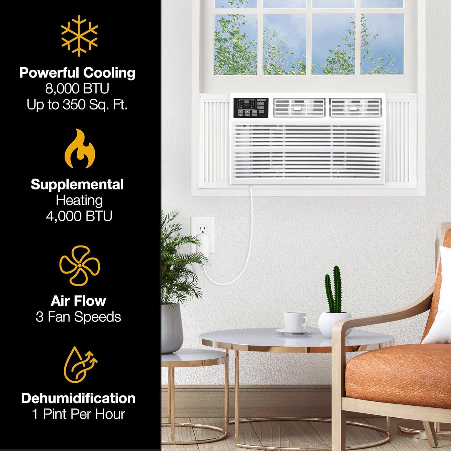 Whirlpool 8,000 BTU Window Mounted Air Conditioner with Supplemental Heat