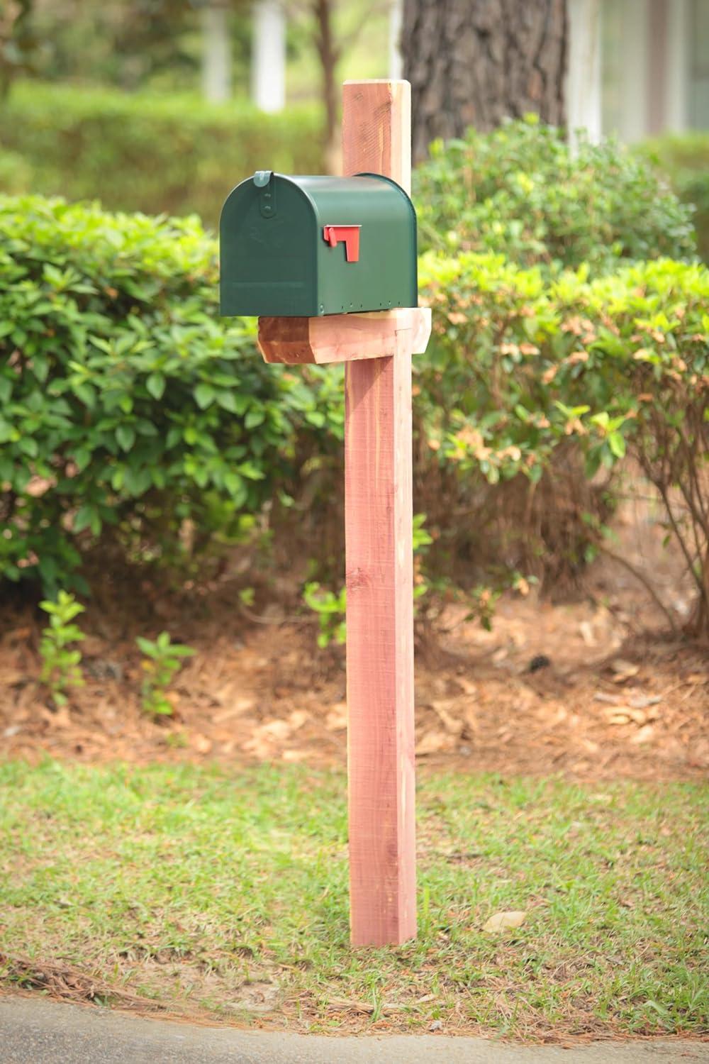 Architectural Mailbox Deluxe Drive In Mailbox and Address Posts Cedar: Resin, Dark Green, 42" Height, 90-Day Warranty