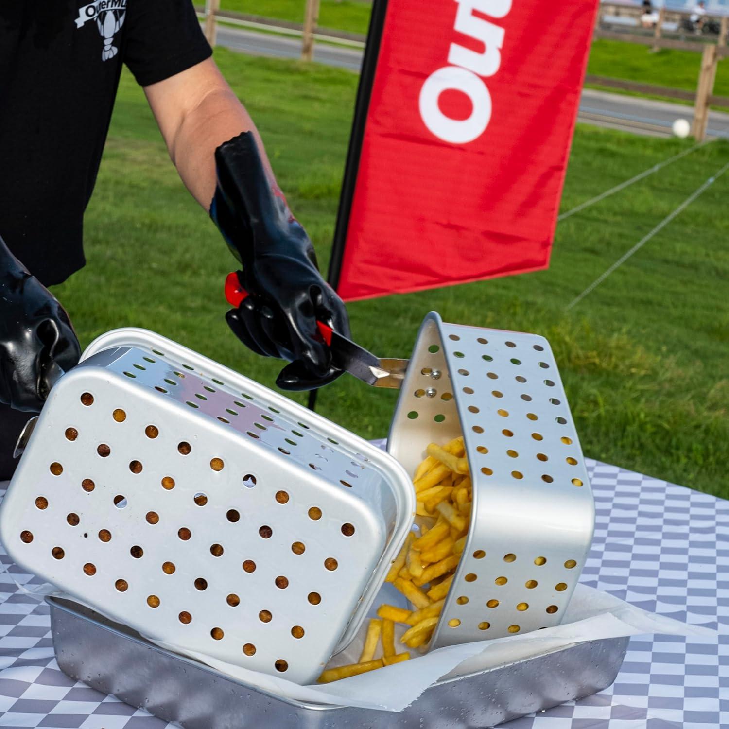 OuterMust Outdoor Propane Rectangular Deep Fryer Kit with 18 qt. Frying Pan & Dual Baskets