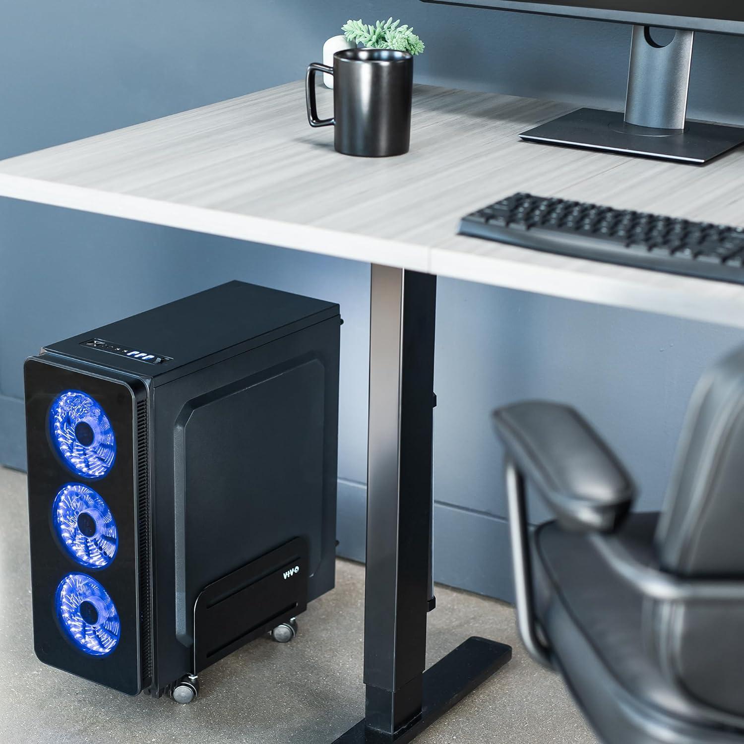 Matte Black Adjustable Steel Desktop System Cart