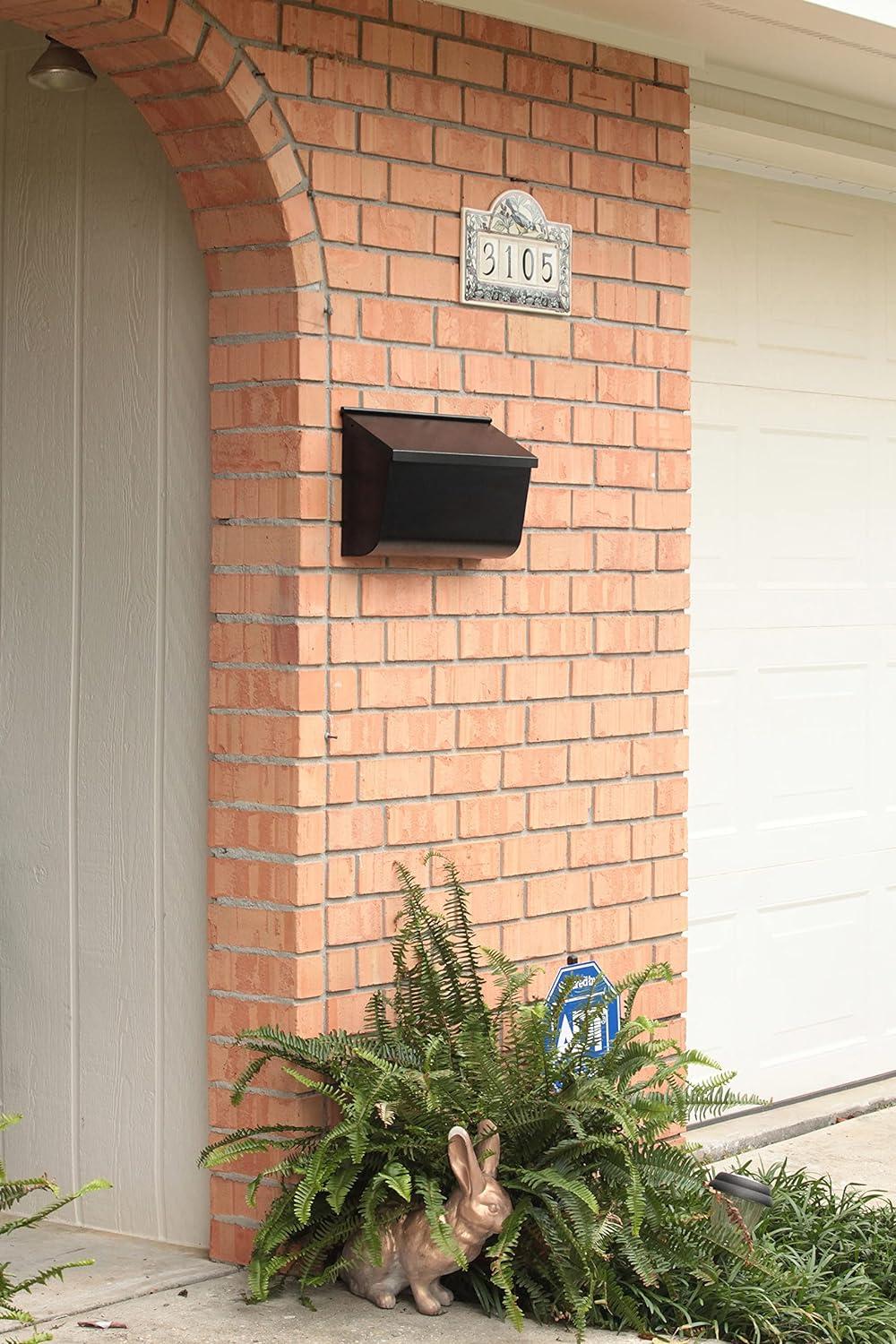 Medium Black Powder-Coated Steel Wall Mount Mailbox