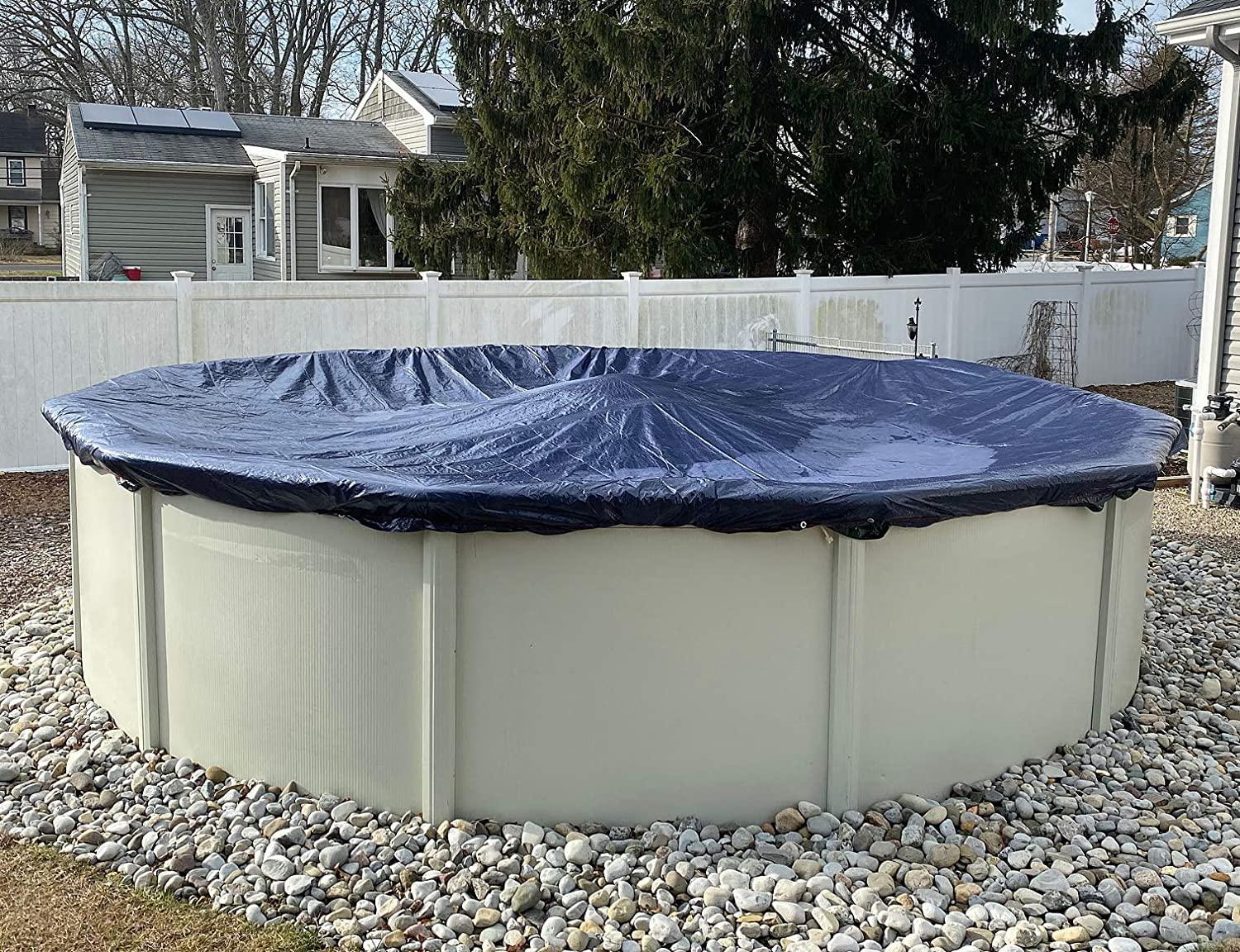 Winter Block 12' x 18' UV Resistant Oval Dark Blue Pool Cover for Above-Ground Pools