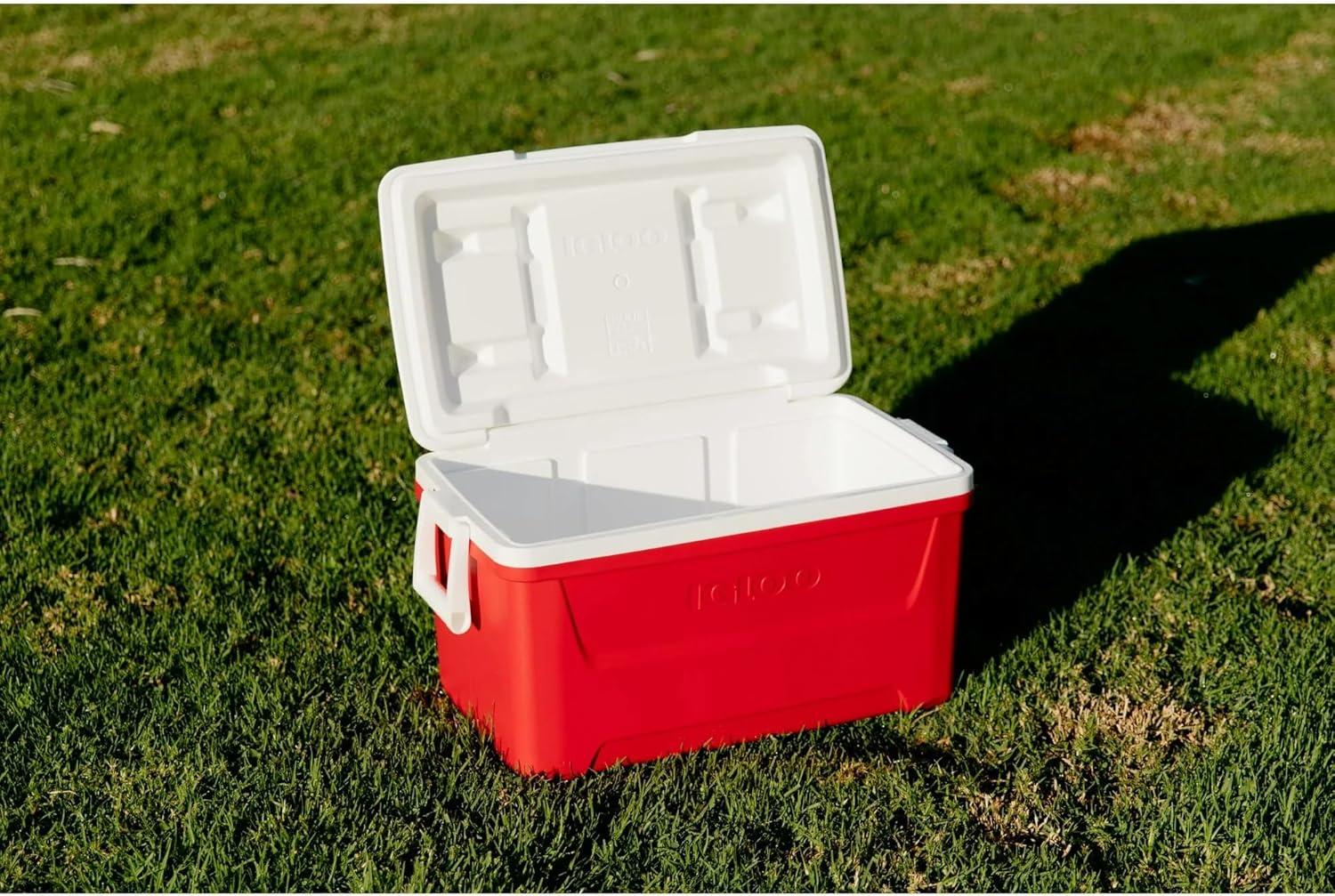 Red Heavy-Duty Portable Ice Chest Cooler with Airtight Lid