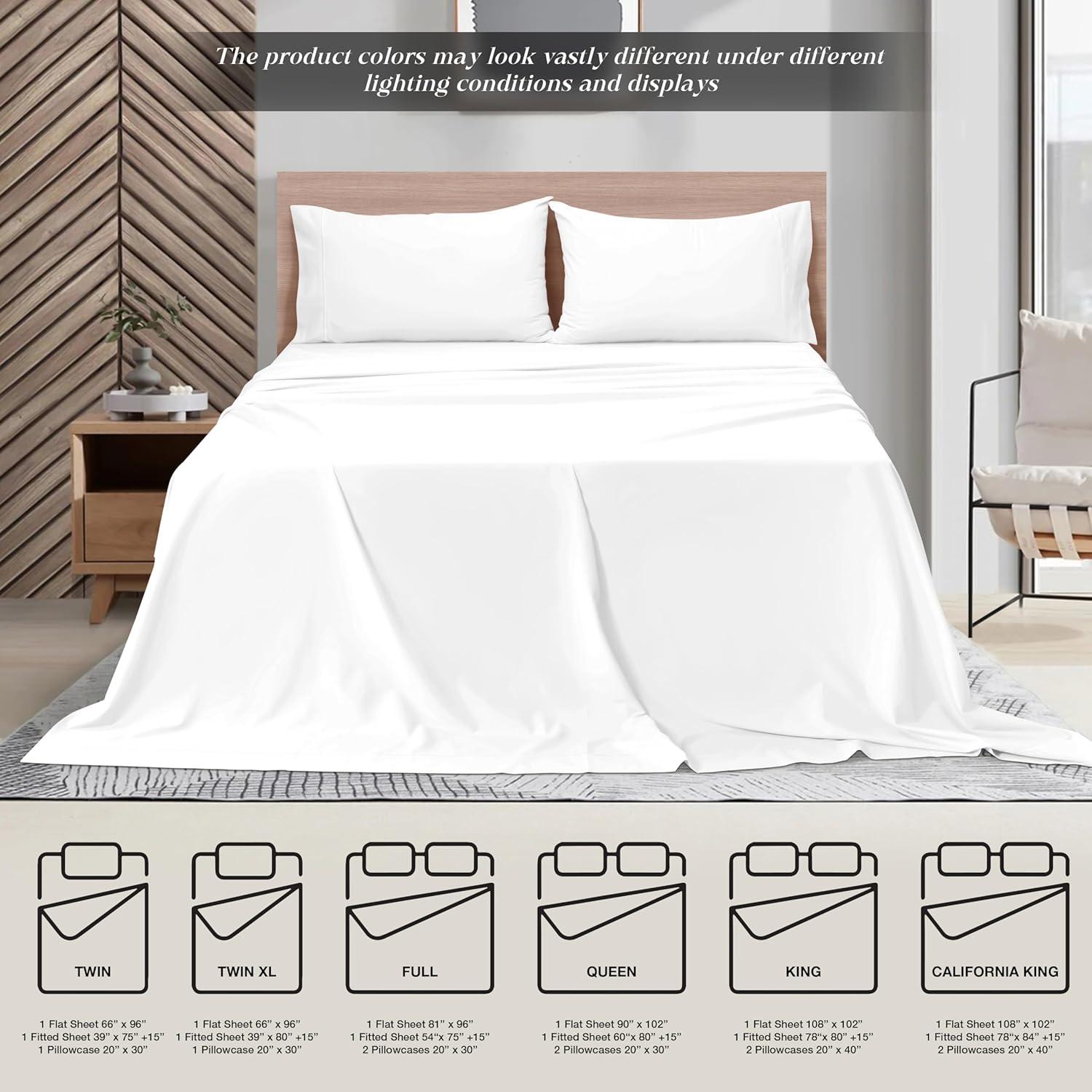 White Full Microfiber 4-Piece Bed Sheet Set