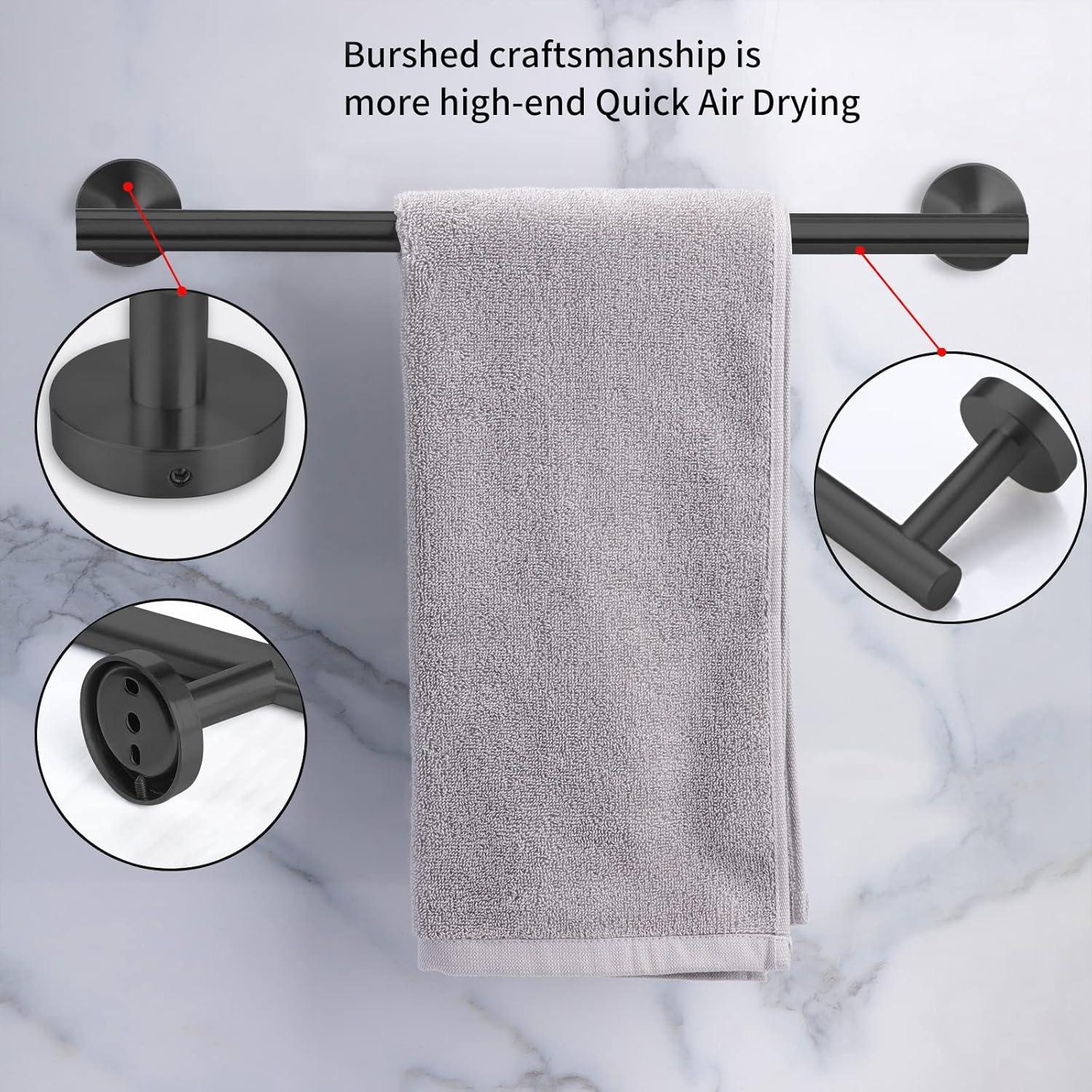 Matte Black 10-Piece Stainless Steel Bathroom Accessories Set