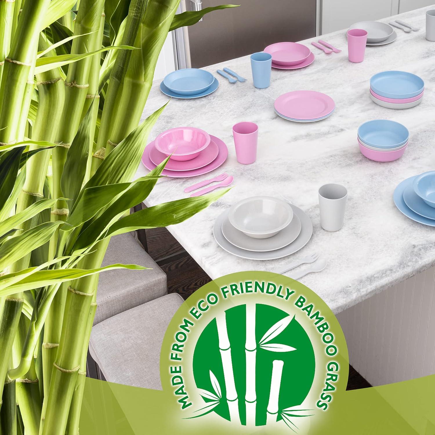 Bamboo Bowls - Set of 6-18 oz Bamboo Dishes for Kids & Adults - Dishwasher Safe Eco Friendly for Self Feeding, Toddler Snack, BPA Free for Kids Cereal, Camping Dinnerware