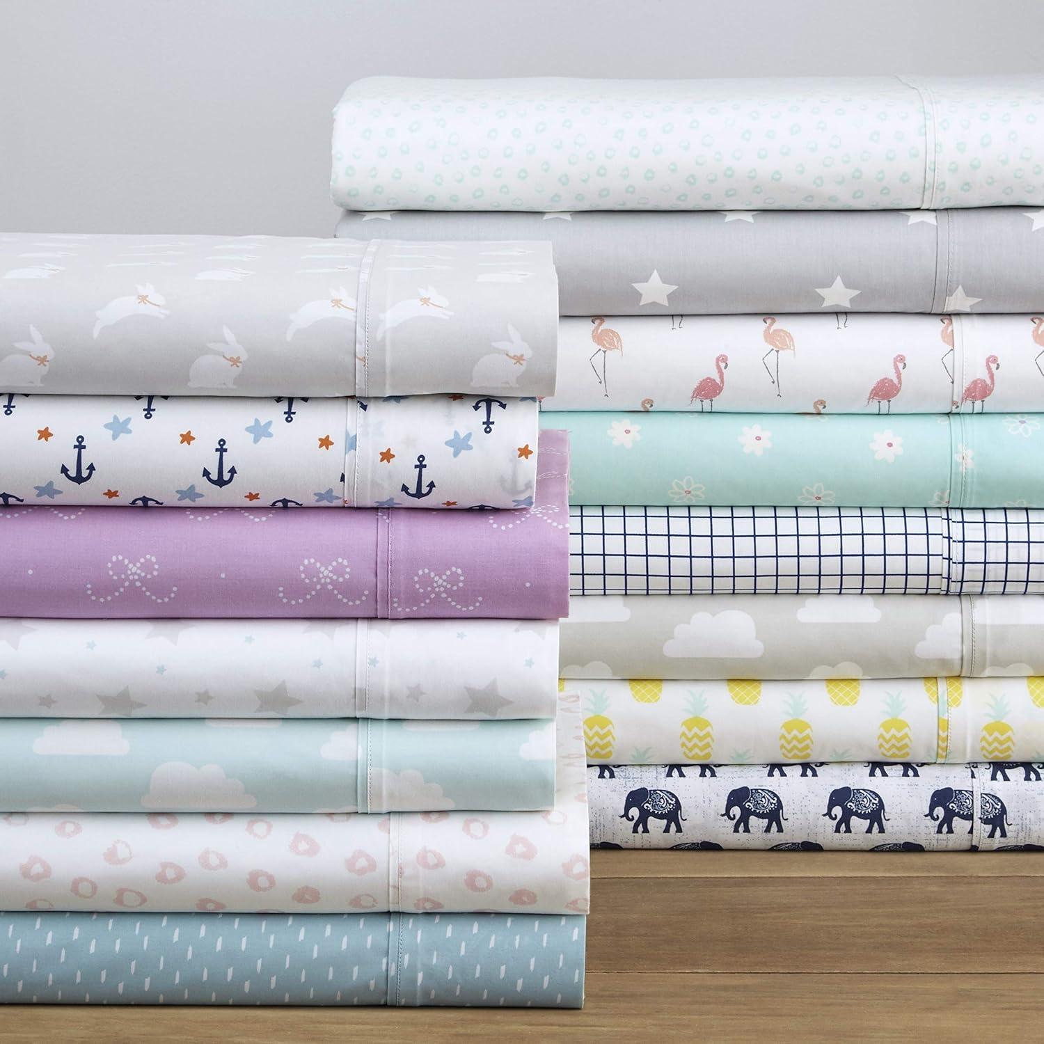 Pointehaven Stardance 200 Thread Count Printed Cotton Percale 3 pc Sheet Set, Twin Extra Long