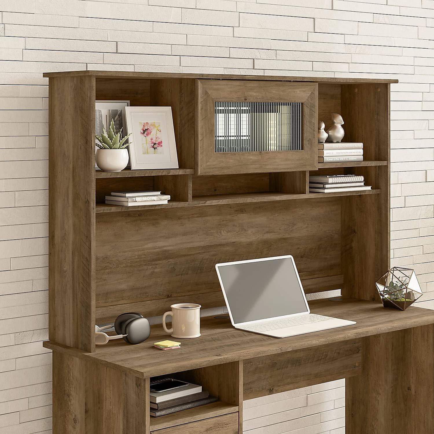 Cabot Modern 60W Hutch with Storage, Fits L Desk or Corner Desk (sold separately) in Reclaimed Pine