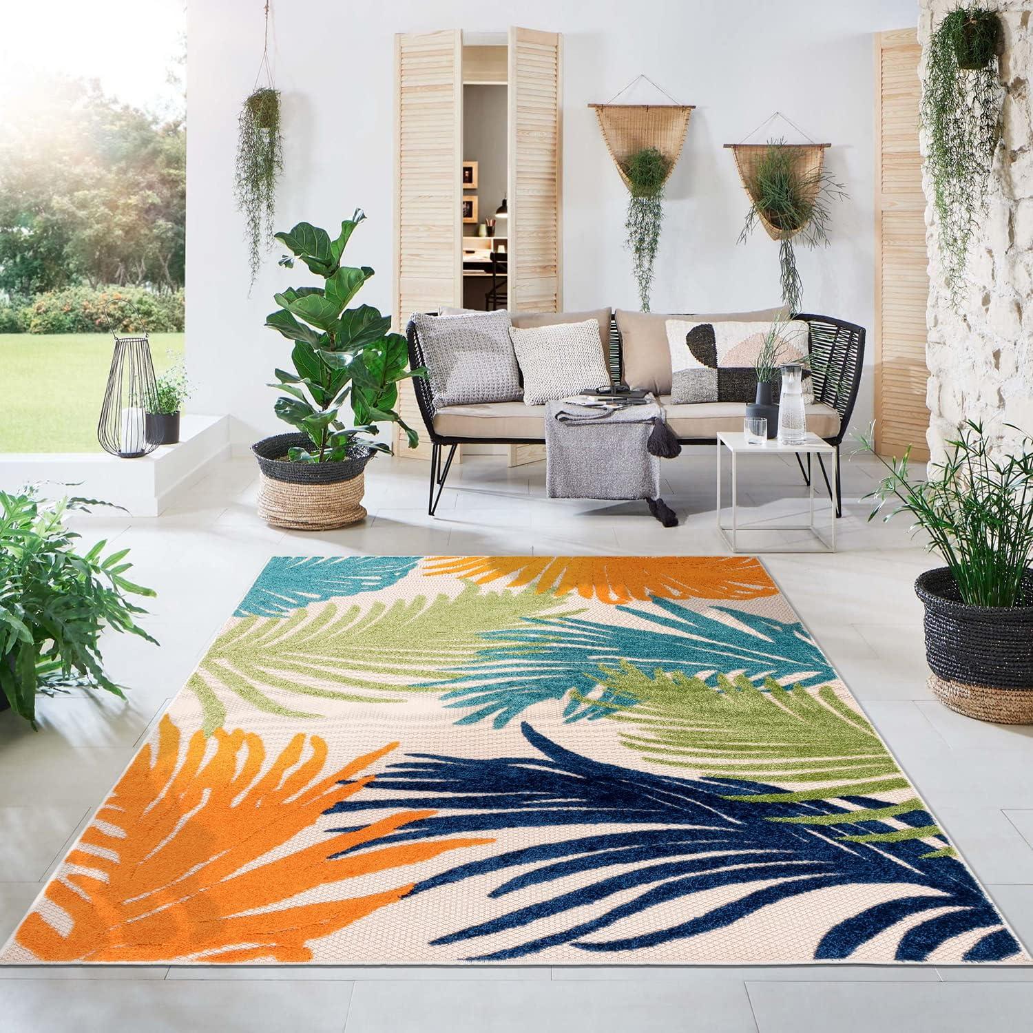 World Rug Gallery Tropical Floral Indoor/Outdoor Area Rug