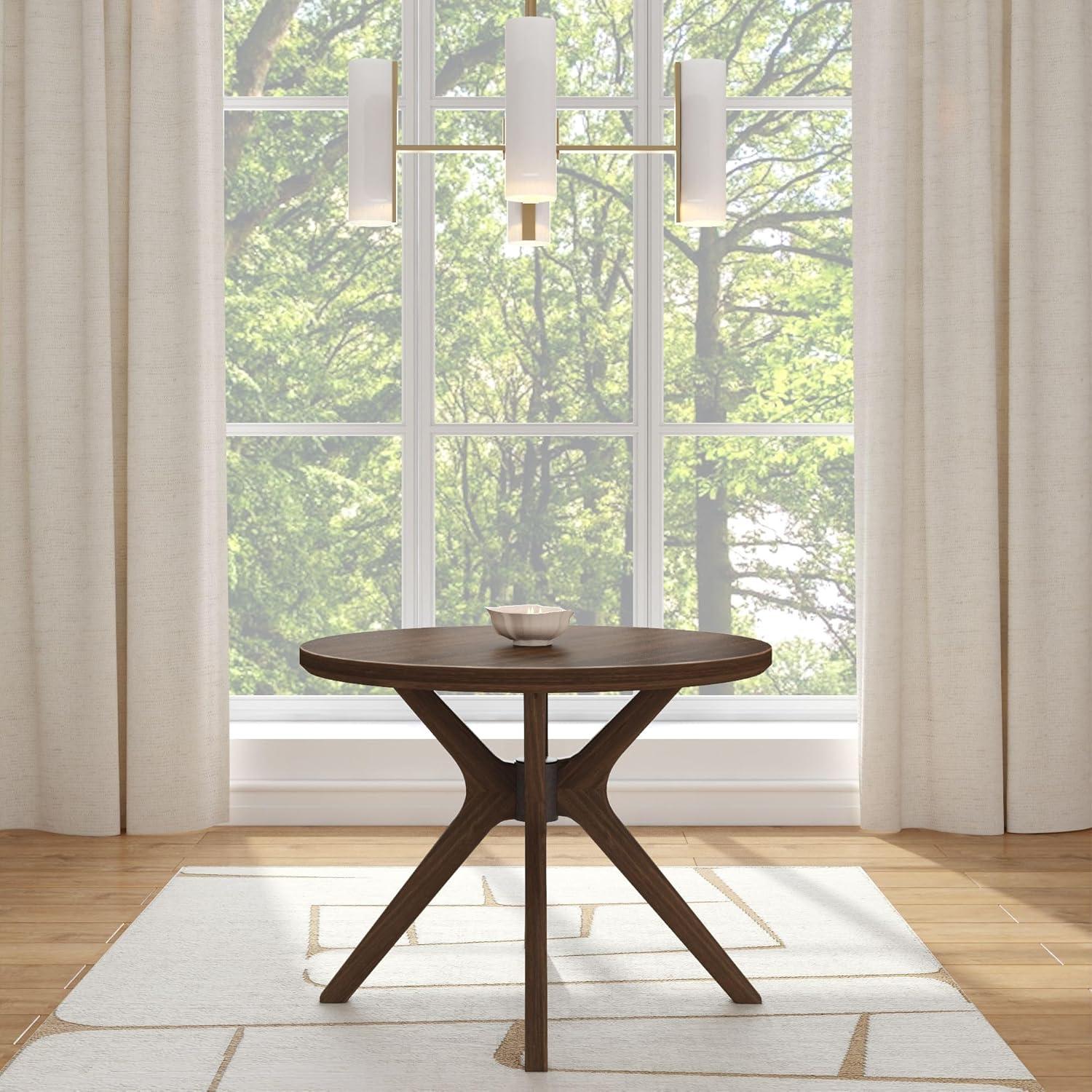 Plank+Beam Verso Round Dining Table, 47" Solid Wood Kitchen & Dining Room Table, Walnut