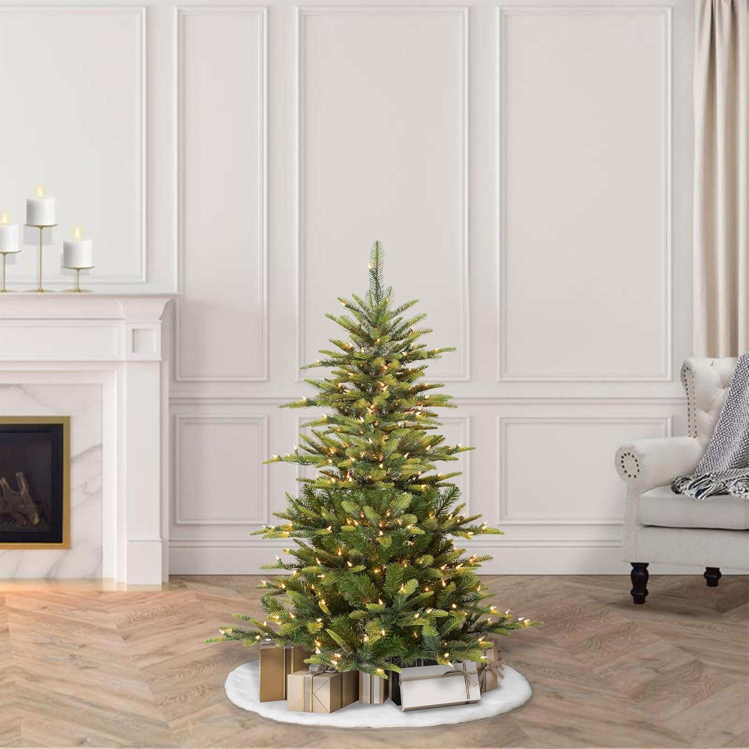 4 1/2 ft. Pre-lit Aspen Green Fir Artificial Christmas Tree in Green, 250 UL listed Clear Lights