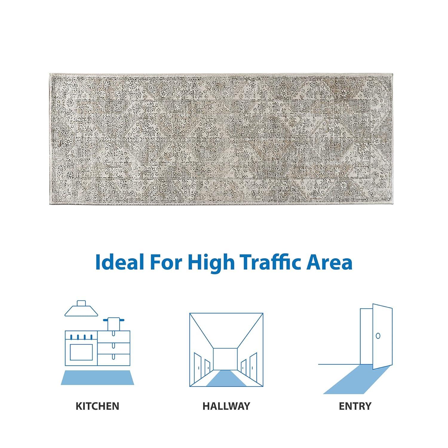 Madison Park Dakota Vienna Woven Turkish Area Rugs for Living Room, Indoor Dining Accent Modern Home Décor, Ultra Soft Floor Carpets for Dining Room, 7'11"W x 10'L, Distressed Tiled Beige