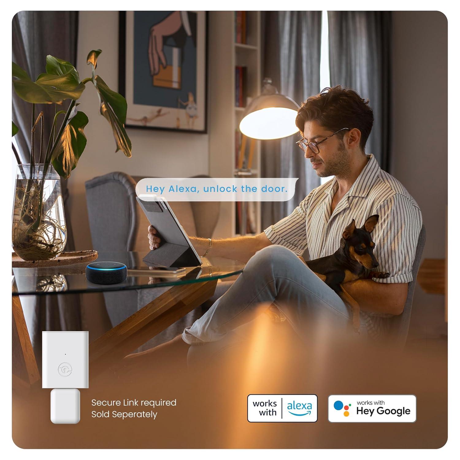 Lockly Smart Lock Model 6S, Bluetooth Smart Door Lock, Keyless Entry Door Lock, Touchscreen Keypad, App Control, eKeys and Offline Access Code, Auto Lock - Satin Nickel