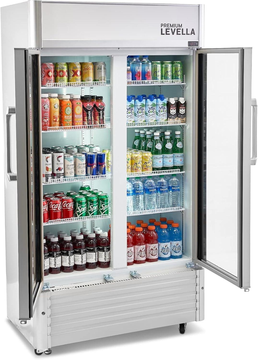 Premium 73'' Silver Smart Upright Double Glass Door Refrigerator