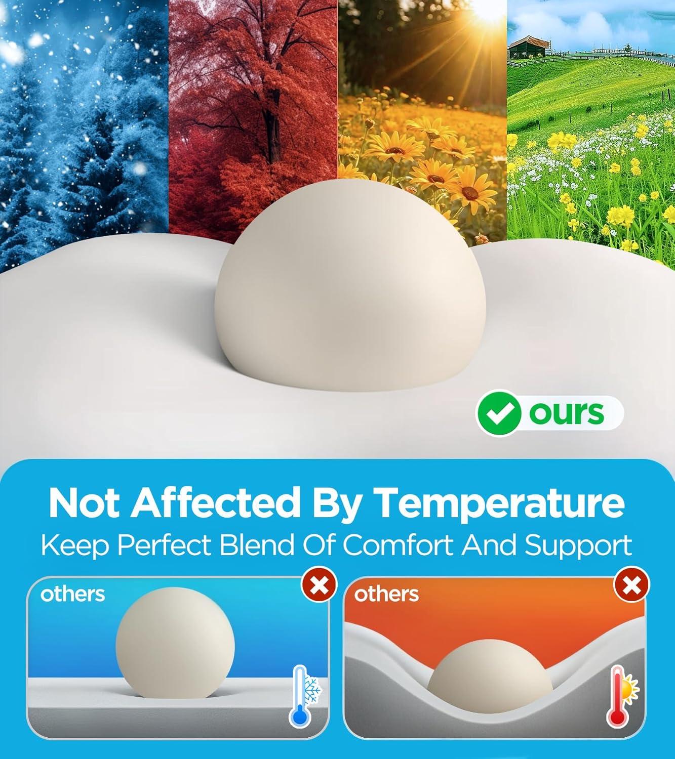 Osteo Enjoy Pain Relief Sleeping Cervical Neck Pillow, Ergonomic Contour Zoned Fits Side Sleeper, Non-Temperature Affected Memory Foam Pillows, Q-max Cooling Pillow Support Back Stomach Sleepers