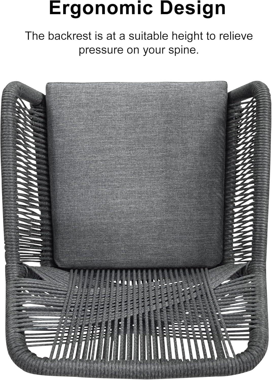 PURPLE LEAF 7 Pieces Outdoor Dining Set All-Weather PE Rattan Outdoor Patio Furniture Set with All Aluminum Frame Rectangular Table and Chairs Set for Lawn Garden Backyard Deck, Grey