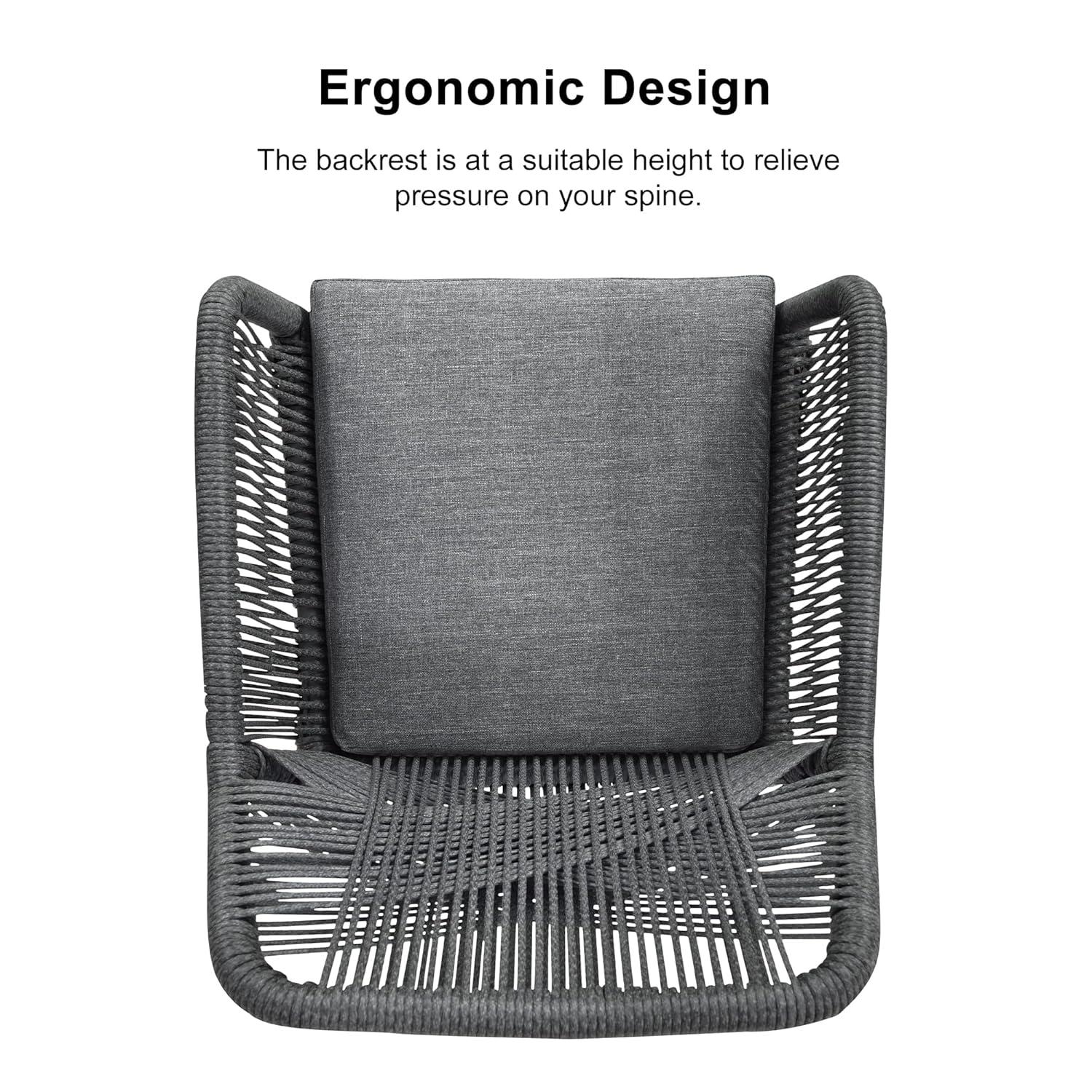 PURPLE LEAF 7 Pieces Outdoor Dining Set All-Weather PE Rattan Outdoor Patio Furniture Set with All Aluminum Frame Rectangular Table and Chairs Set for Lawn Garden Backyard Deck, Grey