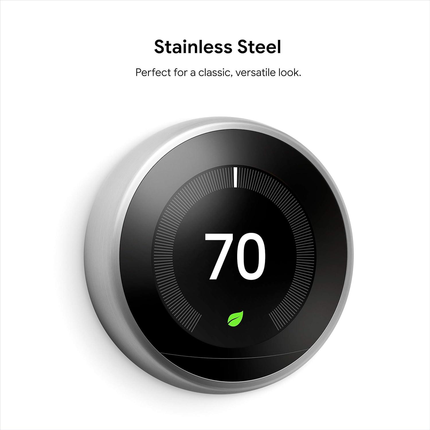 Nest Smart Learning Thermostat - 3rd Generation - Stainless Steel